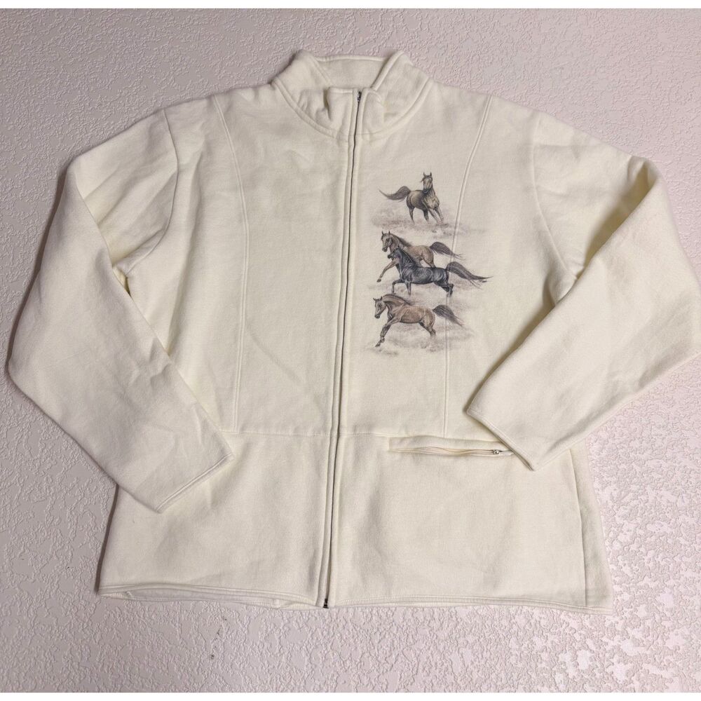 Artisans Horse Full Zip Jacket Women’s L Pale Yellow Equestrian